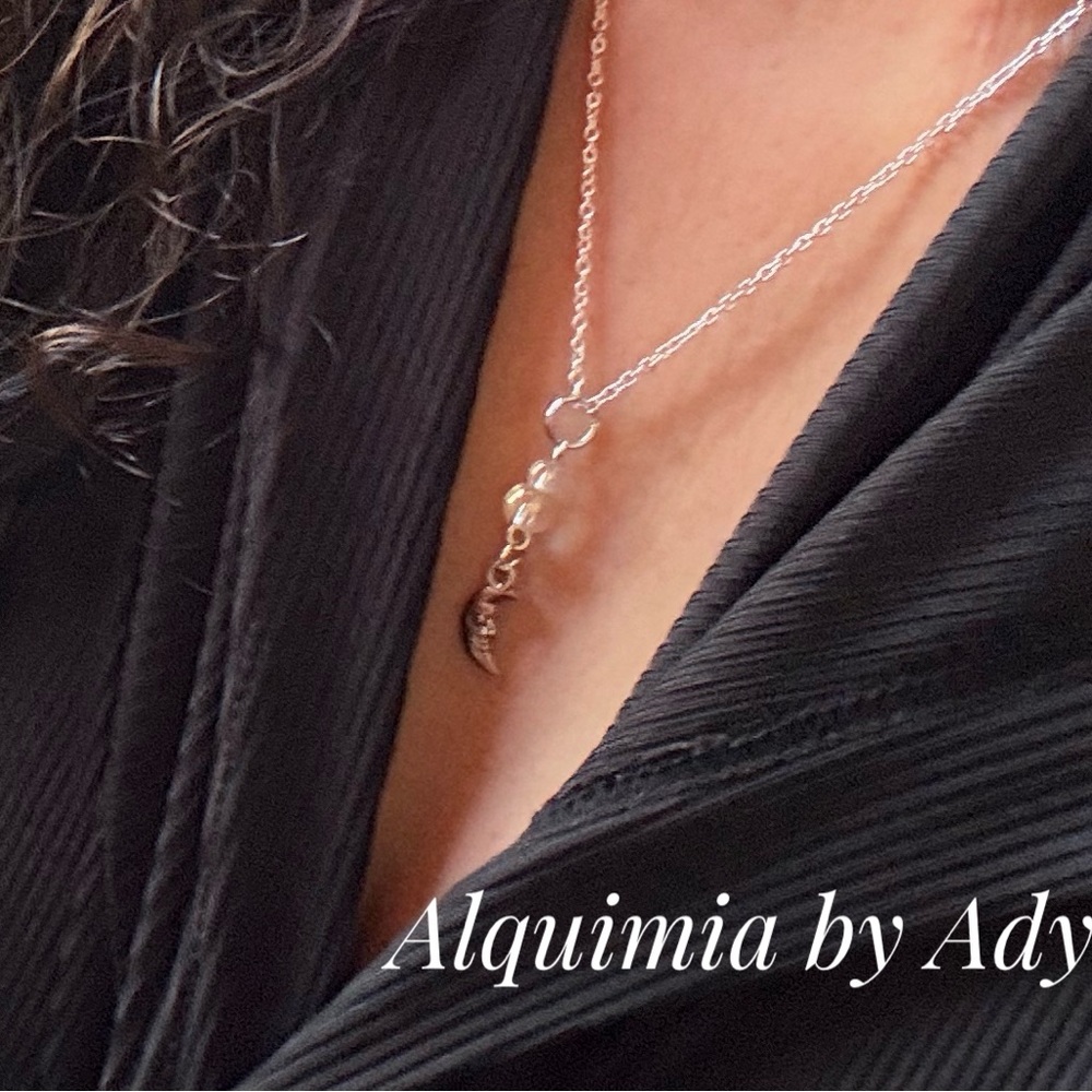 Aura Quartz Moon Pendant — 925 Silver